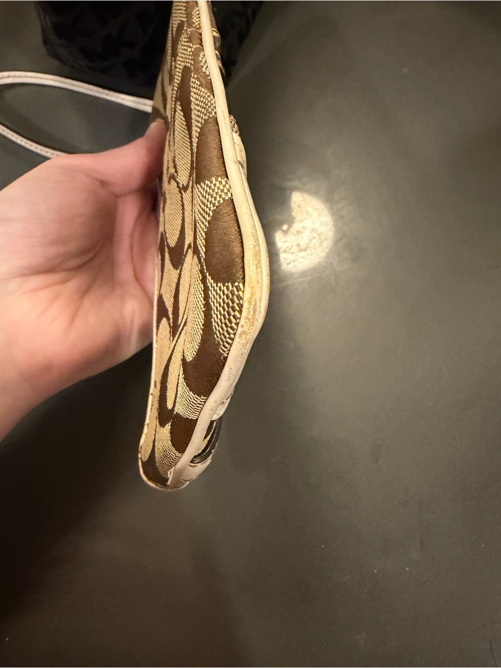 Coach Patchwork Brown and Cream Signature Wristlet with Snakeskin Stripe - Picture 4 of 4